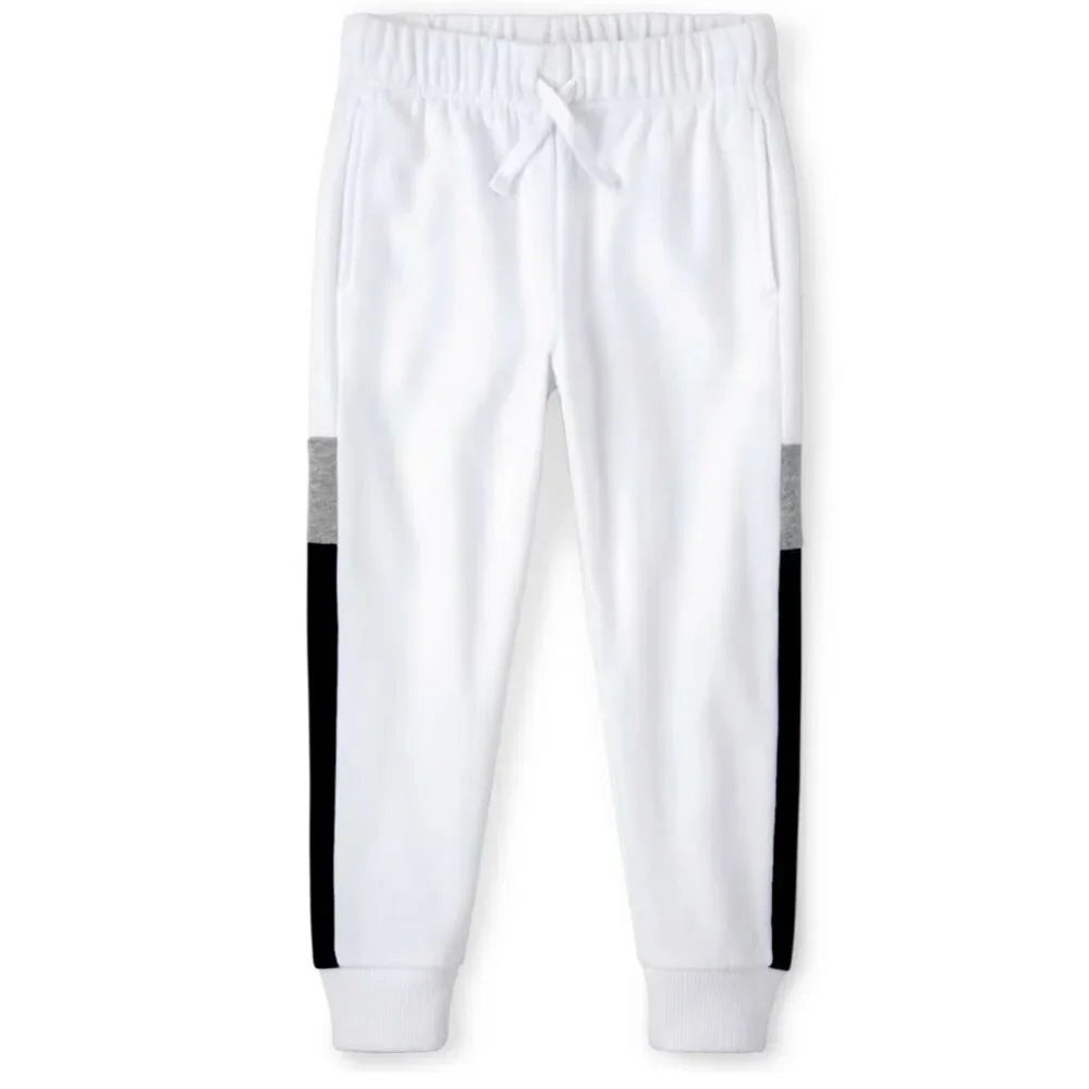 THE CHILDREN’S PLACE BOYS WHITE COLORBLOCK FLEECE JOGGERS NWT SZ 16/XL